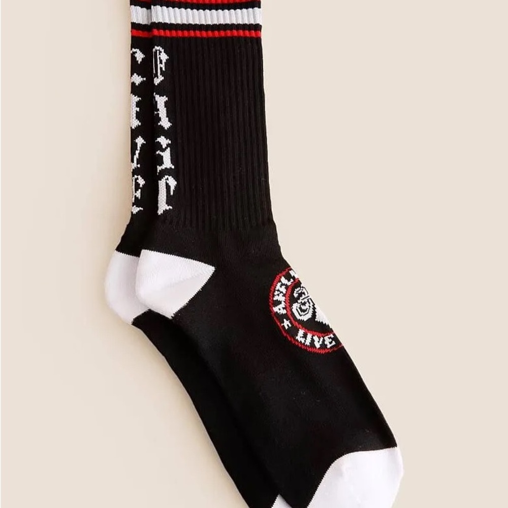 Affliction Men’s One Size Black & Red Divo Punk Crew Socks